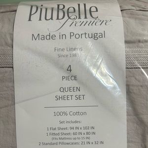 PiuBelle Portugal Gray Cotton 4pc Sheet Set